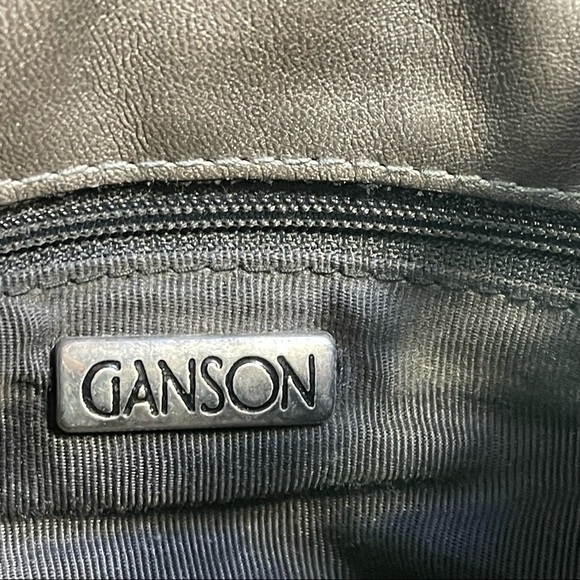 Vintage GANSON Small Grey Silver  Woven Leather Crossbody/shoulder  bag - Picture 8 of 12